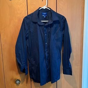 Navy blue button down dress shirt